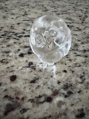 Steuben Clear Glass Owl Sculpture - Transparent Crystal Accent
